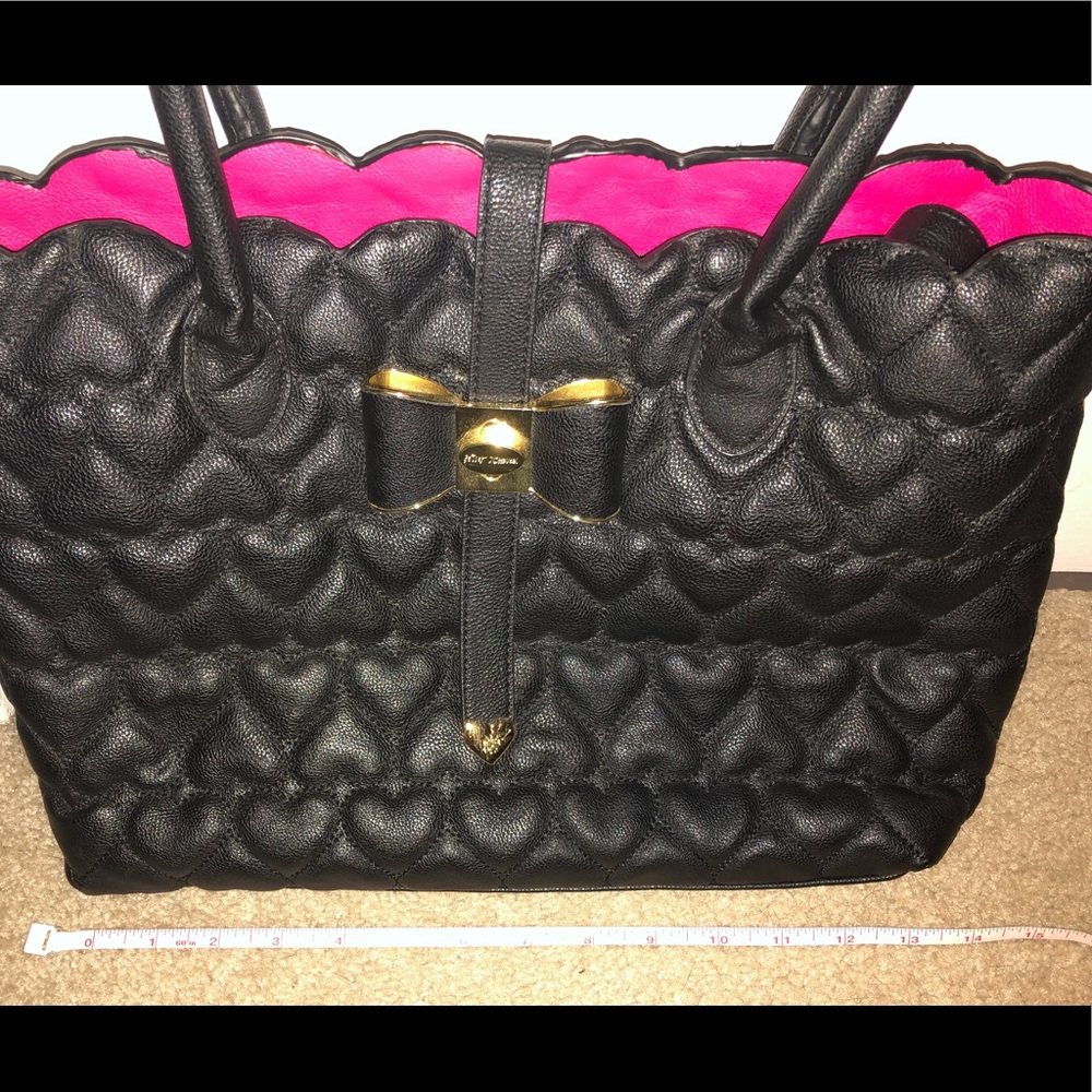Betsey Johnson black and hot pink 2 in 1 purse